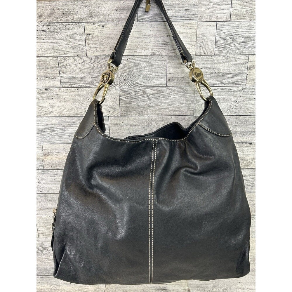 Dooney and Bourke Large Black Pebbled Leather Hobo Shoulder Bag Snap Need Repair